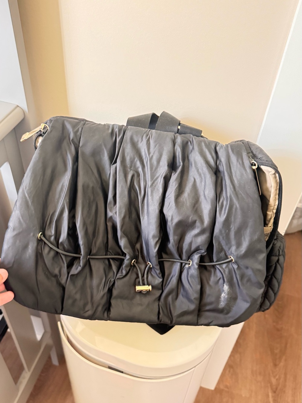 Black Quilted Baby Bag | Lightweight Nylon Diaper Tote